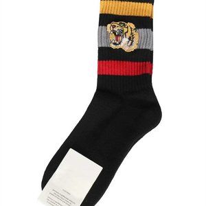 Gucci Little Williams Sports Sock in Black w/ Tiger Appliqué NEW WITH TAGS